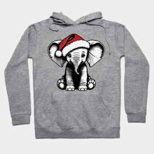 Christmas Elephant with Santa Hat Hoodie